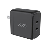 AXS - 65W PROCharge Chargeur mural PD GRS avec double port - Noir-Rendement énergétique élevé : La puce de charge intelligente ajuste la puissance de sortie en fonction des besoins de l'appareil