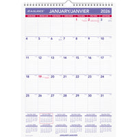 AT-A-GLANCE - Calendrier mural mensuel 2026 - 17 po H x 12 po l - bilingue-Format des pages : 17 po H x 12 po l