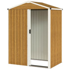 Outsunny - Abri de jardin extérieur 4,5 pi x 3 pi, aspect bois-Fabriqué en acier galvanisé, il offre une protection toute l'année 
