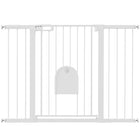 PawHut - Barrière pour animaux extra large 30"-52" avec petite porte - 35"L - Noir-Cette barrière de sécurité pour escaliers permet à la porte de s’ouvrir dans les deux sens