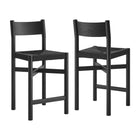 Modway - Alvia Bois Tabouret de comptoir avec siège tissé Ensemble de 2 - Noir-Tabouret de comptoir en bois massif