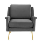 Modway - Chesapeake Performance Velvet Fauteuil - Gris or-Pieds en acier inoxydable en or brossé