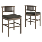Modway - Eleni Terrasse extérieure Bois de teck Tabourets de comptoir Ensemble de 2 - Gris silex-Cadre en bois de teck