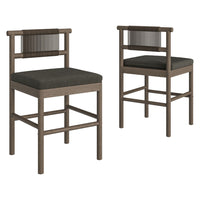 Modway - Eleni Terrasse extérieure Bois de teck Tabourets de comptoir Ensemble de 2 - Gris silex-Cadre en bois de teck