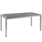 Modway - Shore Terrasse extérieure Aluminium Table à manger, Gris argenté-Table à manger extérieure moderne