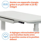 Motionwise - Bureau de la série M2 48 x 24, Motionwise - Bureau électrique assis-debout avec double moteurs et tiroir coulissant - Blanc-Peaufinez les hauteurs manuellement, au toucher d'un bouton