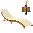 Outsunny - Chaise longue pliante d’extérieur - bois d’acacia - blanc crème-Le dossier s'ajuste sur quatre positions pour un confort personnalisé
