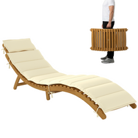 Outsunny - Chaise longue pliante d’extérieur - bois d’acacia - blanc crème-Le dossier s'ajuste sur quatre positions pour un confort personnalisé