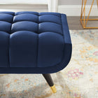 Modway - Adept 60" Performance Velvet Banc - Bleu Minuit-Cadre en bois de bouleau noir écarté