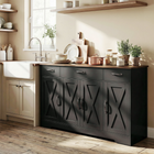 HOMCOM - Buffet de style ferme 55 po, meuble de rangement pour téléviseurs jusqu’à 60 po avec portes de grange - noir-Un plateau robuste supporte jusqu'à 110 lb, adapté aux appareils ou à la décoration 