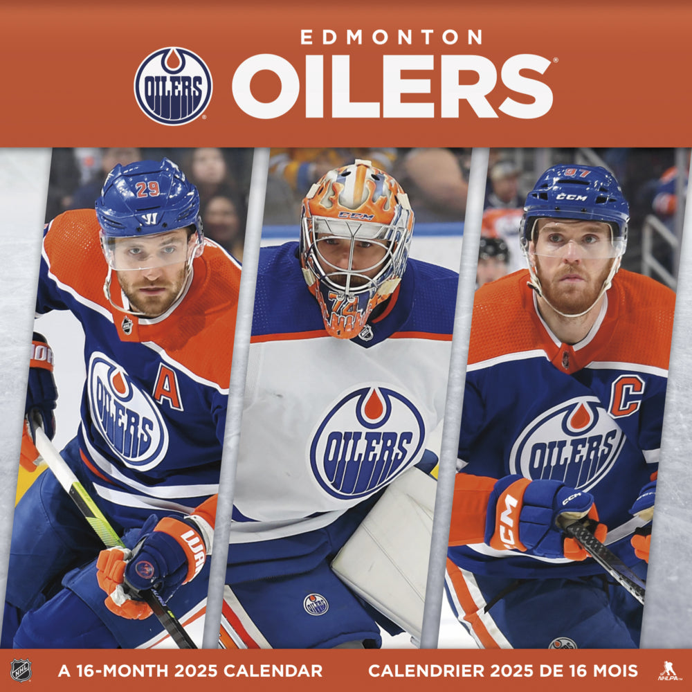 DateWorks Calendrier Mural 16 Mois 2025 Edmonton Oilers 12 po x 12 po Bilingue