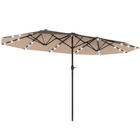 Outsunny - Parasol de patio double face - 174 po - kaki-Convient aux jardins, terrasses et autres espaces extérieurs