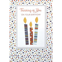 Mill Brook Studio - Cartes de souhaits Fête avec enveloppes – 5-3/8 po x 7-3/4 po – Je pense à toi : chandelles – paquet de 18-Cartes de souhaits qualité boutique