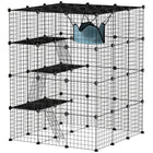 PawHut - Cage pour chat d’intérieur 4 niveaux DIY pour 1 à 3 chats avec portes et hamac-Le design spacieux à quatre niveaux offre suffisamment d’espace pour plusieurs chats 