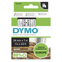 DYMO - Ruban d'étiquettes D1, 24 mm (1 po), noir sur blanc (53713)-Ruban Dymo Standard D1