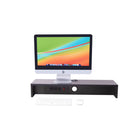 Rocelco - Support pour double écran avec 3AC - 1 USB - 1 USB-C - Noir-Le support pour double moniteur AC-USB mesure 30 pouces de large.