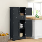 HOMCOM - Armoire de cuisine 50,5 po avec portes et étagère réglable - noir-Une étagère réglable à 3 niveaux offre une organisation personnalisée 