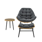 Manhattan Comfort - Ensemble moderne Benson de 3 pièces pour patio avec fauteuils à bascule - Gris - Lot de 3-Ensemble de conversation d'extérieur moderne 3 pièces avec 1 fauteuil, 1 repose-pieds et 1 table d'appoint