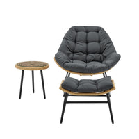 Manhattan Comfort - Ensemble moderne Benson de 3 pièces pour patio avec fauteuils à bascule - Gris - Lot de 3-Ensemble de conversation d'extérieur moderne 3 pièces avec 1 fauteuil, 1 repose-pieds et 1 table d'appoint