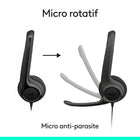 Logitech - H390 USB-C casque filaire pour PC/ordinateur portable-Commandes intégrées pratiques: des commandes intégrées simples placées le long du câble vous permettent de régler le volume ou de couper le son des appels sans interruptions	