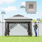 Outsunny - Tente gazébo pliante 11 pi l x 11 pi L à toit souple à 2 niveaux avec moustiquaire - Gris mixte-Moustiquaire sur le toit à deux niveaux et sur tous les côtés bloquant les nuisibles