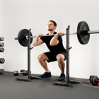 Soozier - Support de squat stable et réglable Power, noir-Ce support à squat avec barre est de très haute qualité, idéal pour l'entraînement personnel et l'entraînement avec barre 