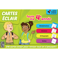 Éditions Caractère - Cartes éclair - Toute ma 4e année - Français-les cartes sont regroupées par thèmes ce qui a pour but d’aider l’apprenant à organiser et à mémoriser les concepts abordés