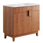 Modway - Miles 36" Vanette de salle de bain - Noyer blanc-Panneau de particules et stratifié de mélamine