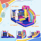Outsunny - Château gonflable licorne avec gonfleur - 12 pi L x 10,5 pi l x 7 pi H - multicolore-1 tuyau d'eau est inclus, vos enfants peuvent s'amuser en créant un toboggan aquatique 