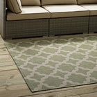 Modway - Cerelia Treillis marocains intérieurs et extérieurs Tapis de comédie 8 pi l x 10 pi L - Beige et vert clair-Dessous en caoutchouc de prise