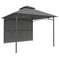 Outsunny - Pavillon de terrasse 10 pi l x 10 pi L - pavillon d’extérieur à double toit - gris foncé-Toit en polyester à double niveau UPF30+ pour la ventilation et la protection contre le soleil