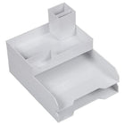 JAM Paper - JAM Paper - Ensemble d'organisateurs de bureau punaisables de luxe - 1 plateau supérieur, 2 plateaux à courrier et 1 porte-stylo - Blanc-Ensemble de bureau de luxe avec plateaux à papier empilables | Couleur blanche