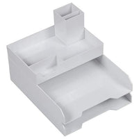 JAM Paper - JAM Paper - Ensemble d'organisateurs de bureau punaisables de luxe - 1 plateau supérieur, 2 plateaux à courrier et 1 porte-stylo - Blanc-Ensemble de bureau de luxe avec plateaux à papier empilables | Couleur blanche