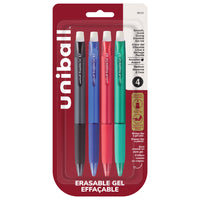 uni–ball − Stylos rétractables à encre gel effaçable − pointe moyenne (0,7 mm) − couleurs professionnelles − paquet de 4-Stylos gel