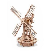 EWA Eco-Wood-Art - Kit de construction STEM en bois 3D d'un moulin à vent - Lot de 227-Modèle STEM 3D écologique à assembler et personnaliser à l'école ou à la maison