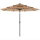 Outsunny - Parasol de patio avec lumières solaires et housse - 9,3 pi - kaki-Parasol d'extérieur de 9,3 pi pour offrir de l'ombre et vous protéger du soleil