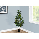 Monarch Specialties - Plante Artificielle - 49 po H - Arbre À Violons - Mis En Pot - Touche Réelle - Feuilles Vertes - Pot Noir-54 feuilles réalistes, ajustables, vertes luxuriantes créent une apparence vivante