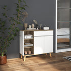 HOMCOM - Buffet 37,4 po L - blanc-Quatre pieds en bois de pin assurent la stabilité et protègent vos objets des dégâts d’eau 