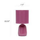 Simple Designs - Petite Round Table Lamp - Mauve With Matching Shade-lampe est une mini-lampe la taille totale du produit est l : 5.12 x l : 5.12 x h : 10.04 et pèse 0.77 lbs. l'abat-jour mesure dia: 5.12 x h : 5.2
