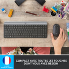 Logitech MK470 Ensemble Clavier et Souris sans Fil Ultra-fin - Graphite-Optimisez au maximum votre espace de travail grâce à une souris confortable ambidextre à 3 boutons, avec molette mécanique et un capteur optique haute-précision