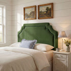 Modway - Magnolia Taille Velvet Performance Résistant aux Taches Tête de lit King Size - Vert mousse-Tuyauterie de contraste