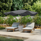 Outsunny - Parasol de patio solaire avec LED et inclinaison - gris foncé-Toile ventilée sur huit baleines pour une meilleure stabilité face au vent