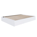 Nexera - Lit Queen tiroirs, Blanc-3 tiroirs montés sur des glissières métalliques peuvent être installés à gauche ou à droite du lit, à votre convenance