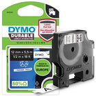 DYMO - Cassette de ruban d'étiquettes D1 résistantes, noir sur blanc, 12 mm x 5,5 m -Ruban d'étiquetage de 1/2 po en largeur et 10 pieds en longueur