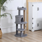 PawHut - arbre à chat 41 po avec condo, poteaux à griffer, balle suspendue - gris-Structure en panneaux de particules avec une base inférieure pour le maintenir droit et stable 