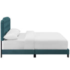 Modway - Amelia Performance Velvet Lit Queen, Bleu de mer-Cadre en bois/lattes LVL/Tête de lit en MDF