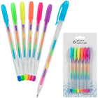 Merangue - Ensemble de 6 Stylos Gel Colorés - 0.7 mm - couleurs variées - Paquet de 6-Encre multicolore avec barils translucides