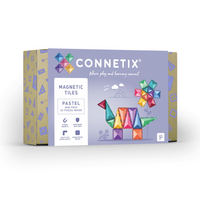 Connetix - Pastel Mini Pack, Contenant 32 Pièces-Ensemble de 32 pièces - Contient 16 x petits carrés, 8 x triangles équilatéraux et 8 x triangles isocèles