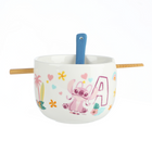 Danawares - Bol à nouilles Disney Stitch avec cuillère et baguettes-Le bol en céramique est livré avec une cuillère et des baguettes assorties pour un repas complet