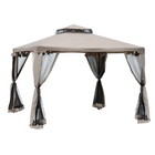 Outsunny - Pavillon de patio 10 pi l x 10 pi L extérieur, abri à toit à 2 niveaux - brun-Tissu en polyester pour bloquer les rayons du soleil nocifs